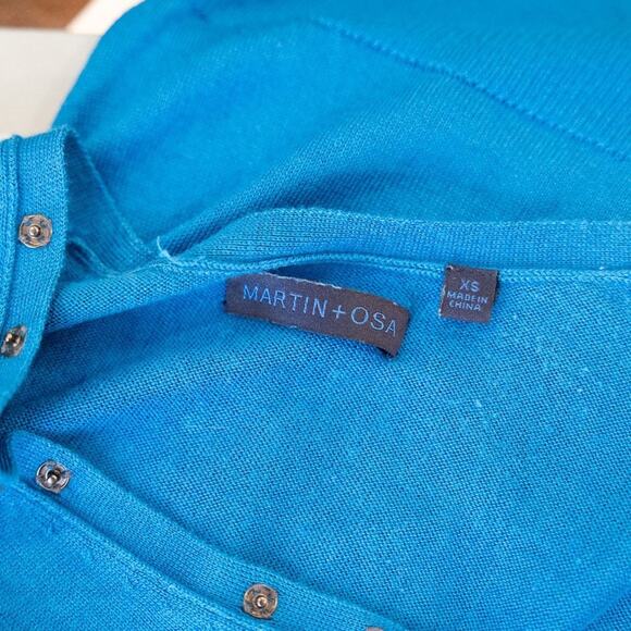 Martin + Osa Blue 3/4 Snap Sweater. Modal - Silk - Wool XS NWOT - Picture 7 of 7